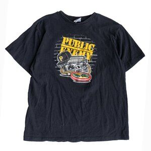 Public Enemy T Shirt 100% Cotton Cross Colours Black 90s Old School Graphic Tee